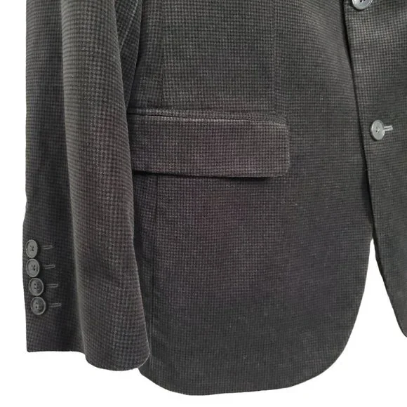 Alfani Mens Size 40L Blazer Sport Coat Slim Fit Velvet Micro Check Black Gray